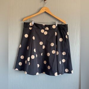 IMNYC Isaac Mizrahi Pleated Black Skirt with Cream Polka Dots Women’s Size 16